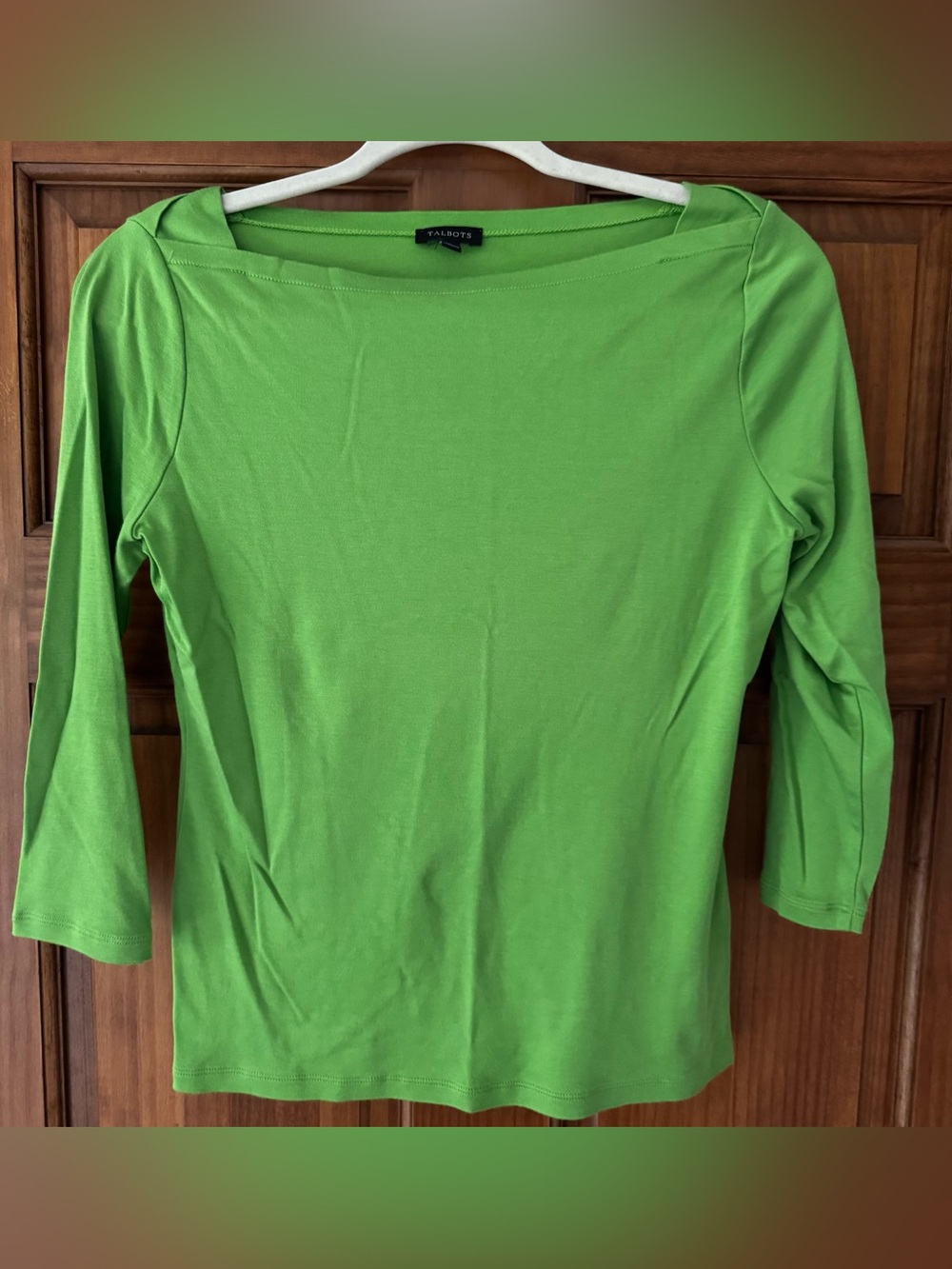 Talbots 3/4 Sleeve Boatneck Top Women’s Small Green Supima Cotton / Modal